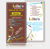 Flyer, tract, programme de Salon de th LALIBELLE - Sandrine Gayraud (Communication de l´ouverture de ce commerce de Chamalires-sur-Loire)
